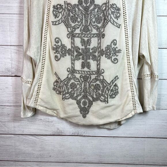 Anthropologie Meadow Rue Top Saba Embroidered Pullover Cutout Lace Blouse Size M - Picture 5 of 11